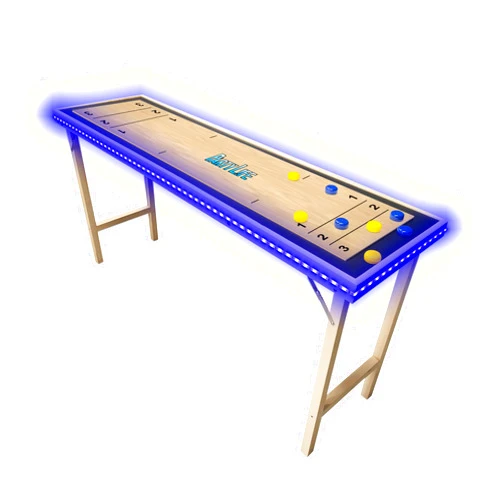 PARTYPONG 6-Foot Premium Shuffleboard Table w/Folding Legs, Pucks, and Optional LED Lights - Awesome Graphics - Choose Your Model
