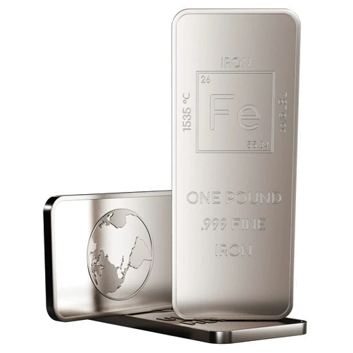 Unique Metals 1 Pound Iron Bar Bullion Paperweight with Element Design - .999 Pure Iron Bar by Unique Metals