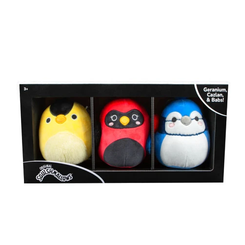 Squishmallows Squishmallow Babs Bluejay, Cazlan Red Cardinal, Geranium Yellow Finch 3-Pack