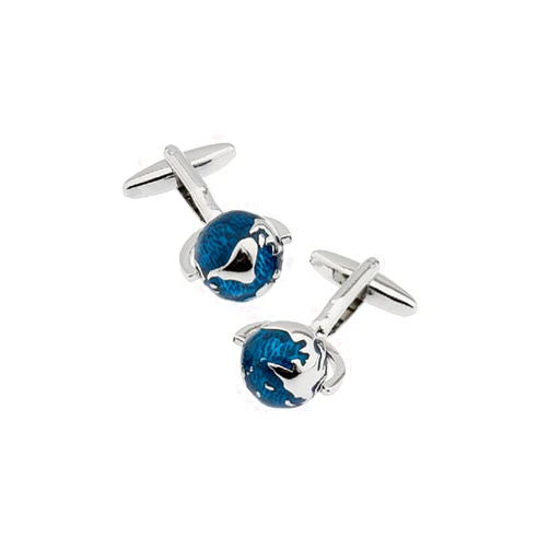 MRCUFF Globe Map Earth Really Spins Pair Cufflinks in a Presentation Gift Box & Polishing Cloth