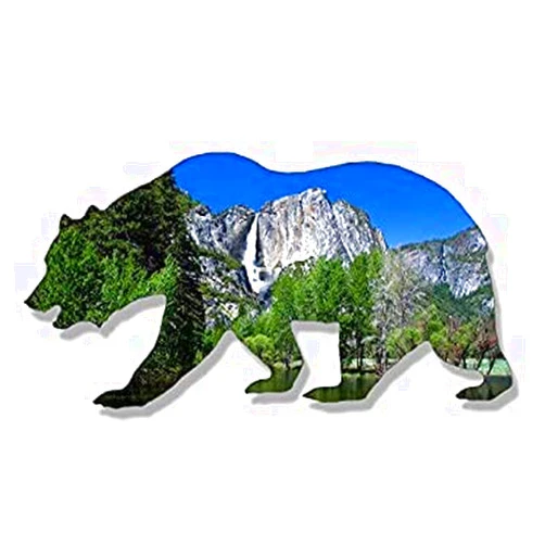 PRS Vinyl California Bear Shaped Yosemite Waterfall Sticker (National Park yose ca rv)