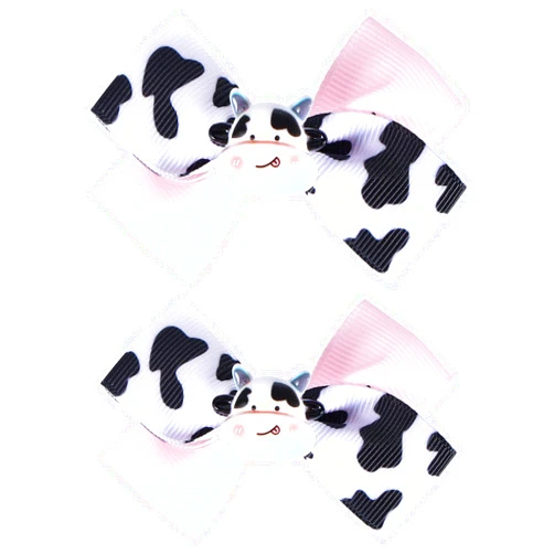 Miroksh Small Pink Cow Print Hair Bow Clips for Baby Girls,Cute Moo Cow Grosgrain Ribbon Bow Alligator Barrettes Pins,Toddler Infant Children Kids Teens Animal Birthday Party Decor Accessories Gift