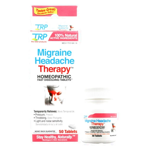 TRP THE RELIEF PRODUCTS The Relief Products Migrane Headache Therapy - 100% Natural Active Ingredients - Soothes Throbbing, Pressure, Light Sensitivity, Migraines - Fast Dissolve Tablets - 50ct