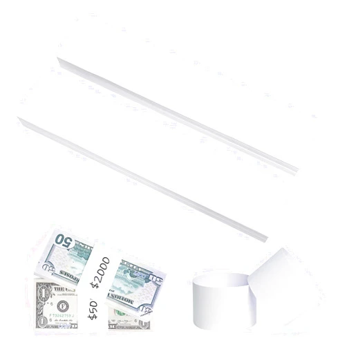 L LIKED 100 PCS Money Bands, Self Sealing Currency Money Straps for Bill Wrappers, Blank, White