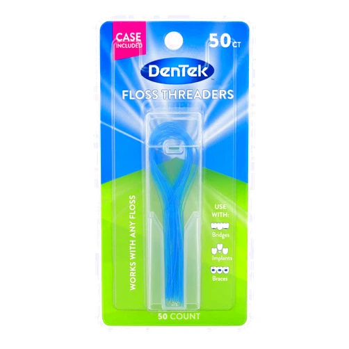 DenTek Floss Threaders | For Braces, Bridges, and Implants | 50 Count (Pack of 1)