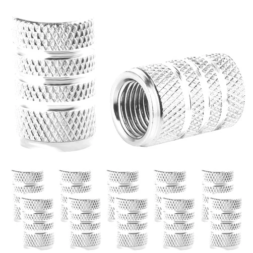 SenseYo 10 Pcs Tire Valve Stem Caps, Anodized Aluminum Tire Valve Cap Set, Corrosion Resistant Stem Covers Universal for Cars Trucks Motorcycles SUVs & Bikes (Silver)