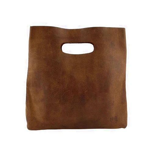 Hide & Drink, Minimalist Handbag for Women, Tote Bag, Rustic Purse, Full Grain Leather and Sheepskin, Handmade