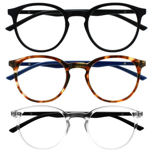 OPULIZE Met 3 Pack Retro Blue Light Blocking Glasses Gaming Computer Mens Womens Anti Glare Reduce Headaches and Eye Strain