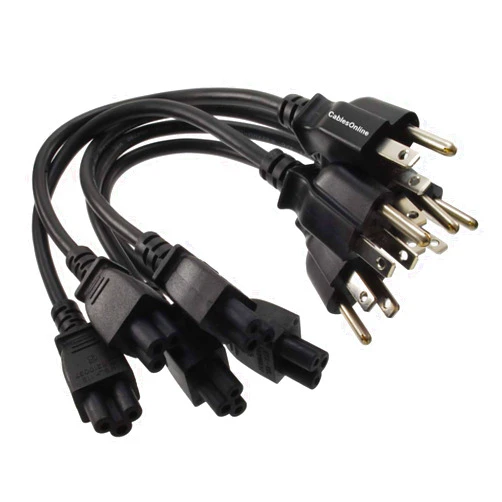CABLESONLINE.COM ATLANTIC COMPUTERTECH CablesOnline, 5-Pack 1ft 3-Prong Laptop/Notebook Short AC Power Cable, NEMA 5-15P to IEC-60320-C5 Plugs, PC-10801-5