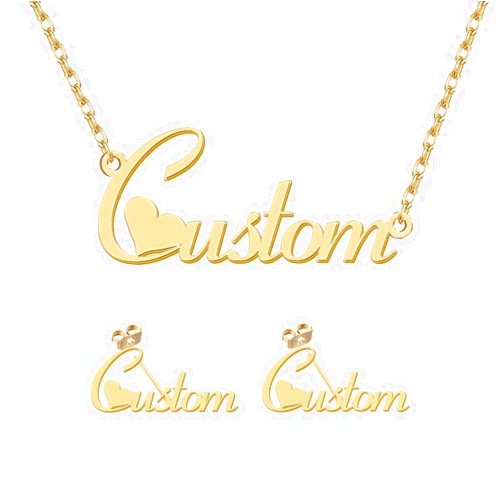 Aoloshow Personalized Name Necklace Bracelet Custom Made Any Names Stainless Steel Jewelry for Womens Moms