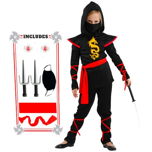 SATKULL Kids Ninja Costumes Boy Ninja Costume Set Kids Halloween Ninja Costumes Ninja Halloween Cosplay Dress up for Kids