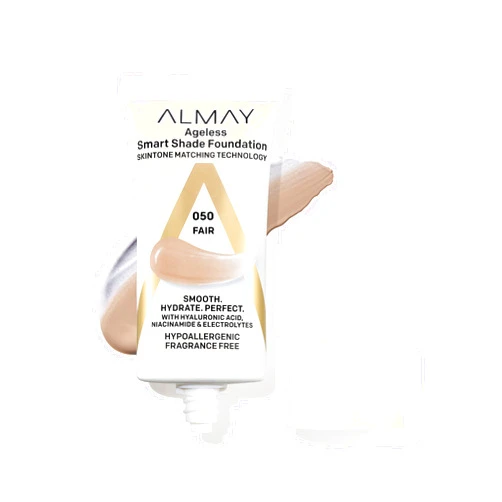 Almay Anti-Aging Foundation, Smart Shade Face Makeup with Hyaluronic Acid, Niacinamide, Vitamin C & E, Hypoallergenic-Fragrance Free, 050 Fair, 1 Fl Oz (Pack of 1)