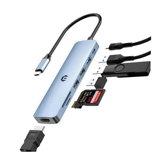 Oditton USB C Hub, Tymyp 7 in 1 USB Adapter Featuring 4K HDMI, 100W PD, USB 3.0 Ports, 2 x USB 2.0 Ports, SD/TF Card Reader Compatible with iMac, Surface, XPS, Thinkpad, Galaxy and More