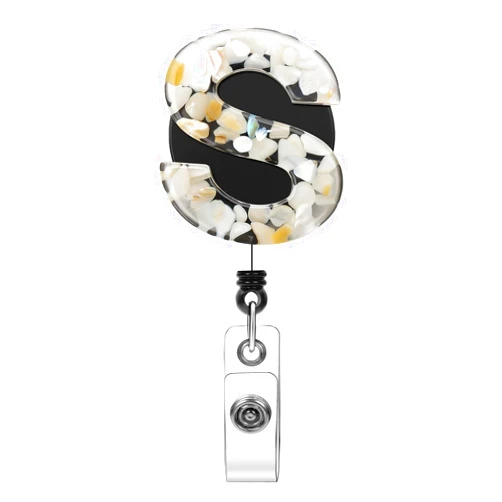 Soleebee 1 Pack Retractable Badge Reel, 24'' Retractable Badge Holder with 360° Swivel Alligator Clip Letter ID Name Badge Clip for Nurse Doctor Teachers Students Badge Reel (S)