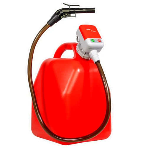 TERA PUMP 5th Gen TRFA01 Fuel Transfer Pump with Overfill Protection (2.7 GPM) Universal Gas Can Adapter, 39.4 inch Vinyl Hose, Liquid Transfer Pump for E15, E85, Gas, Diesel & More