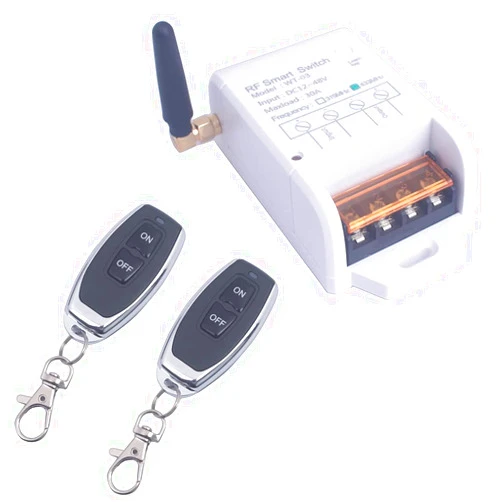 JUWUQI 12V 24V 36V 48V Remote Control Switch,12V-48V Wireless Switch for Water Pump, Security Systems Garage Door,Lights, Anti-Theft Alarms, 433MHz Transmitter Receiver (2X Control 433Mhz)