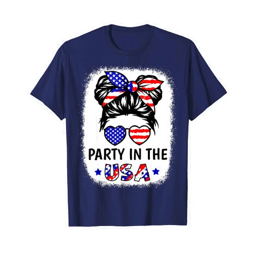 CAT American Flag Party In USA Shirt Girl 4th of July Patriotic T-Shirt