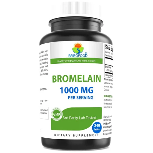 Brieofood Bromelain 1000mg per Serving 240 Tablets - Proteolytic Digestive Enzyme - Supports Healthy Digestion, Joint Health, Nutrient Absorption