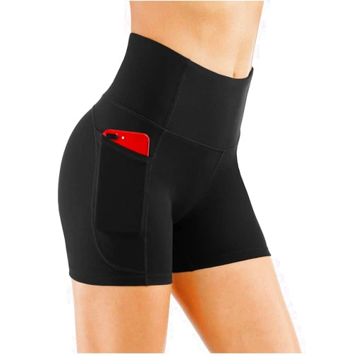 THE GYM PEOPLE High Waist Yoga Shorts for Women's Tummy Control Fitness Athletic Workout Running Shorts with Deep Pockets
