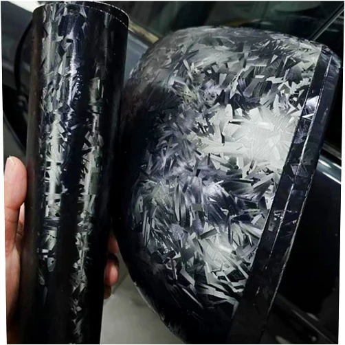 ASENDIWAY Black Forged Carbon Forged Carbon Fiber Vinyl Wrap, High Gloss Car Wrap Vinyl Roll Auto DIY Decal Sticker Film Sheet Air Release Self-Adhesive Decor Vinyl