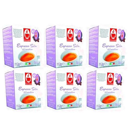 Caffè Tiziano Bonini Bonini Seta Coffee Pods Compatible with Lavazza A Modo Mio Coffee Machines. Pack of 6 (Total 96 Pods)