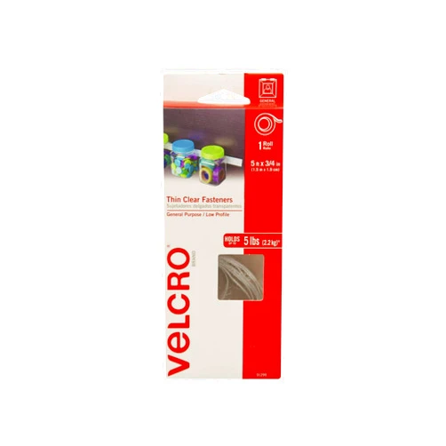 VELCRO Brand - Thin Clear Fasteners | Perfect for Home or Office | 5ft x 3/4in Tape