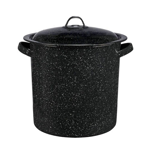 Granite Ware 15.5-Quart Stockpot, Large Capacity for Soups, Stews, Pasta - Durable Graniteware with Non-Stick Surface for Easy Cleaning - Chip-Resistant & Even Heat Distribution (Speckled Black)