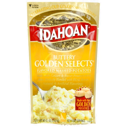 Idahoan Mashed Potatoes, Buttery Golden Selects, 4.1 Ounce (Pack of 10)