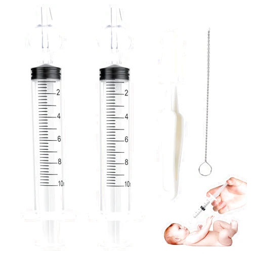 Aolso Baby Nasal Irrigator, 2PCS Nasal Syringe for Baby, Syringe Nasal Irrigator with Tweezers & Cleaning Brush, Baby Nasal Aspirator with Silicone Nasal Suction Tips Portable Baby Nasal Syringe