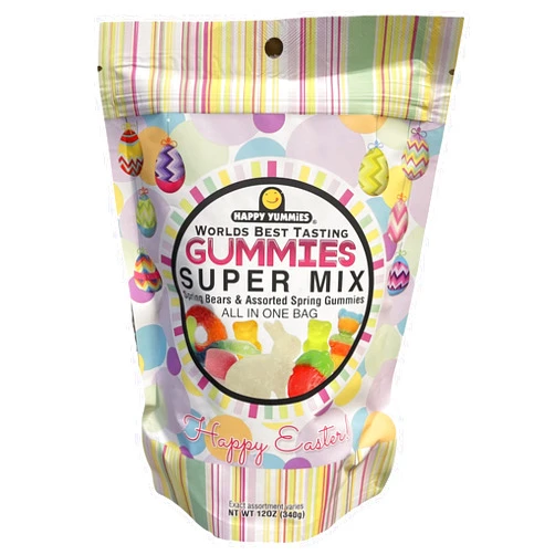 MSNOR Happy Yummies Worlds Best Tasting Gourmet Gummies Spring Bears Easter Mix 12oz
