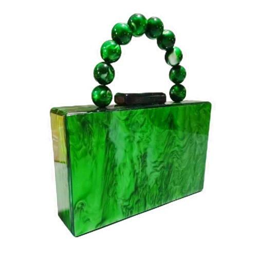 Pgfpmifmj Purse Handbags for Wedding Cocktail Party Dance, Acrylic Evening Clutch for Women and Girls, Glitter Marble (green)
