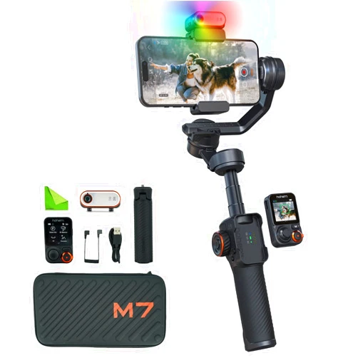 Hohem iSteady M7 Gimbal Stabilizer for iPhone,Phone Gimbal/Smartphone Gimbal w/AI Tracking,Detachable Touchscreen Remote,Extension Pole,Magnetic Fill Light for Video Recording - Hohem M6 Kit Upgrade