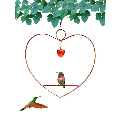 Songbird Essentials Hummingbird Swing - Tweet Heart Birdie Swing - Copper Color Hummingbird Perch