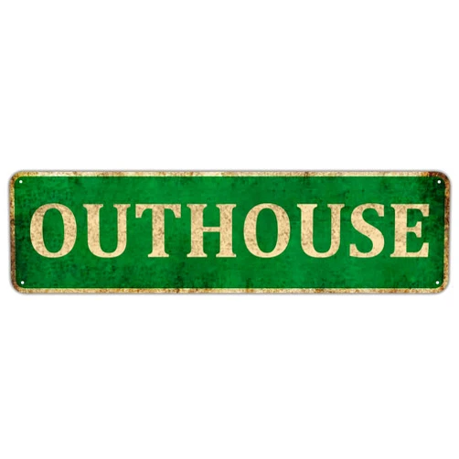 KIOZIY Outhouse Metal Plaque Rustic Tin Sign Retro Wall Decor, 4