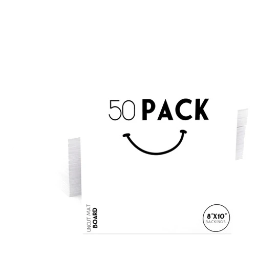Golden State Art, 50 Pack 8x10 Uncut Photo Mat Matboard, White Backing Board for Frame, Picture, Print