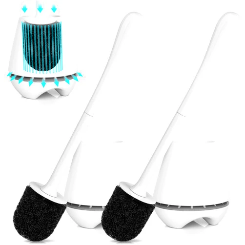 uptronic Toilet Brush and Holder 2 Pack, Toilet Brush with Ventilated Holder, Toilet Bowl Brush with Long and Large Handle for Bathroom-Toilet-Cleaning-Bristles-Comfortable