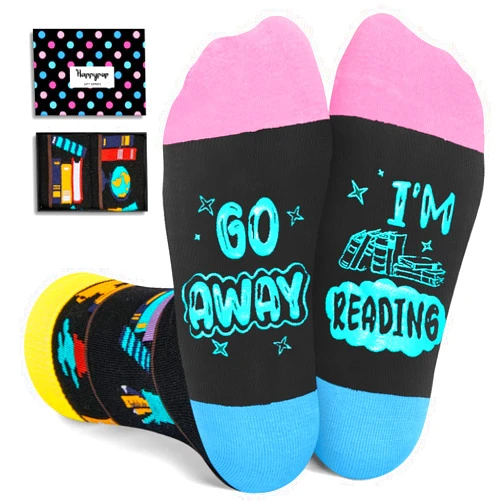 HAPPYPOP Book Lover Gifts for Kids - Funny Reading Socks for Boys Girls, Stocking Stuffers for Young Readers