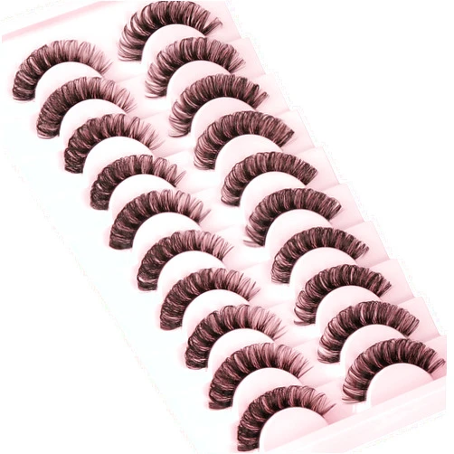 Yawamica Eyelashes Russian Strip Lashes Clear Band D Curl Fluffy Wispy Lashes Natural Cat Eye Lashes Look like Extensions by Yawamica
