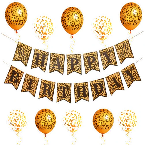 Pirese Cheetah Happy Birthday Banner, Cheetah Birthday Decorations, Leopard Party Decorations, Animal Birthday Party Decorations | Safari Party Decorations | Leopard Party Supplies, Animal Print Party