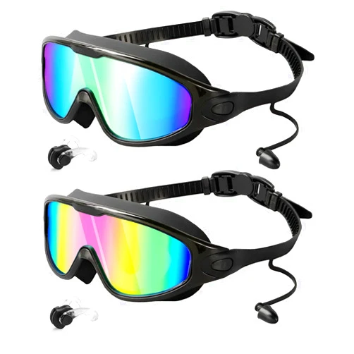 Rantizon Swim Goggles 2 Pack, Wide View Anti Fog&UV Swimming Goggles for Audlt, No Leaking Swim Glasses for Men Women Youth