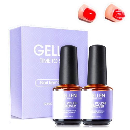 Gellen Gel Nail Polish Remover, 2 Pack Professional Gel Polish Remover for Nails, Quick & Easy Polish Remover In 3-5 Minutes, No Need for Foil Soaking Or Wrapping