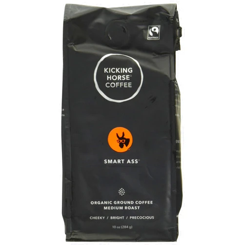 Kicking Horse Coffee, Smart Ass, Medium Roast, Ground,Certified Organic, Fairtrade, Kosher Coffee, 10 Ounce (Pack of 1)