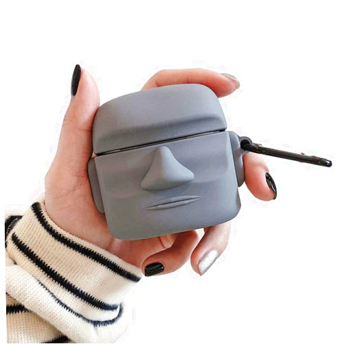 BONTOUJOUR Case Compatible with AirPods Pro, Creative Art Style Man Stone Status Shape Case, Stylish Soft Silicone Earphone Protection Skin for AirPods Pro +Hook