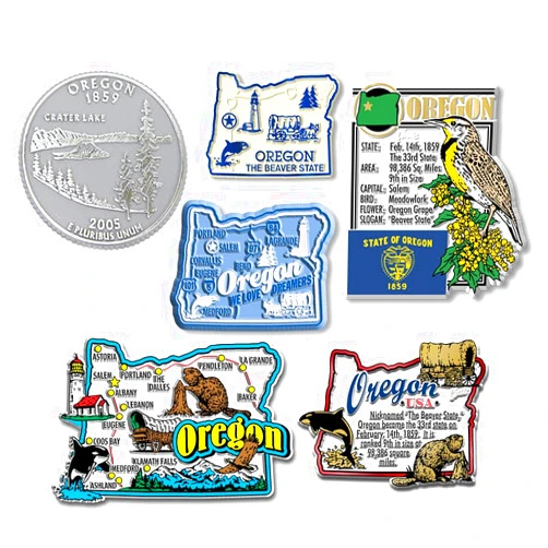 Classic Magnets Oregon Six-Piece State Magnet Set by Classic Magnets, Includes 6 Unique Designs, Collectible Souvenirs Made in The USA