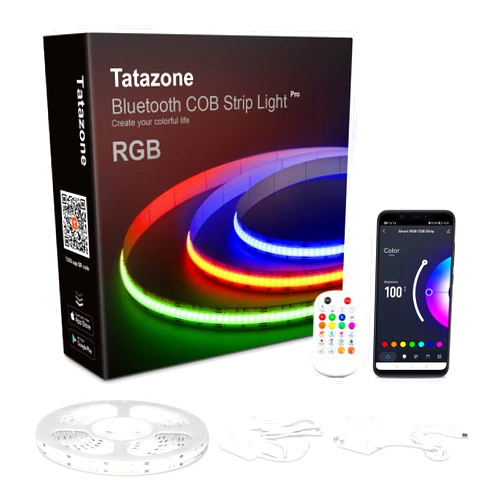 Tatazone 9.84ft Bluetooth RGB COB Led Strip Lights with Remote, Dimmable Smart App Led COB Light Strip, Color Changing Music Sync, Indoor COB Led Lights Bedroom, Home Christmas Decor, Party
