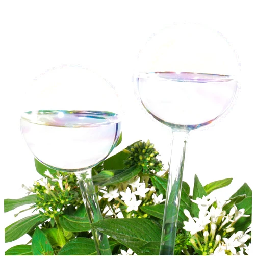 Tomorotec [2 PCS] Light Iridescent Rainbow Gradient Color Clear Glass Self-Watering System Spikes, Automatic Plant Waterer Bulbs