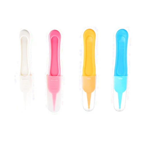 YIUIRUOI 4 Pieces of Cleaning Tweezers with Round Plastic Tips Used for Cleaning Ear Canals, Nasal Passages, and Umbilical Dirt.