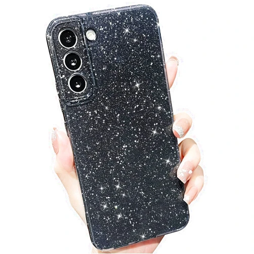 MINSCOSE Compatible with Samsung Galaxy S22 5G Case,Cute Neon Bright Color,Glitter Bling Thin Slim Shockproof Silicone Sparkly Cover for Women Girl for Galaxy S22 6.1 INCH-Black