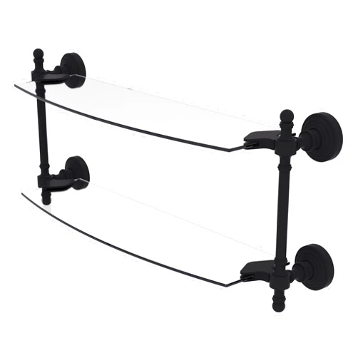Allied Brass RW-34/18-BKM Retro Wave Collection 18 Inch Two Tiered Glass Shelf, Matte Black