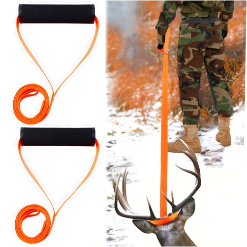 PAMASE 1700lbs Loadbearing Deer Drag Rope - Hunting Gear Accessories Strap for Men Women Hunter Pull Deer Animal Wood, Sturdy Rope with Soft Handle (Orange 4.92ft)